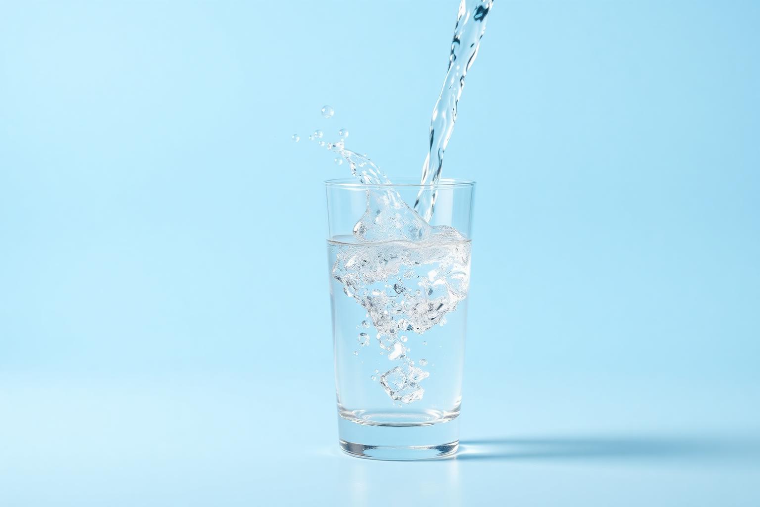 Clean water pouring into a glass